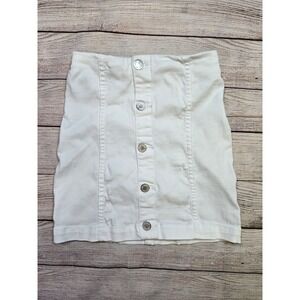 Art‎ Class Girl's White Stretch Denim Faux button skirt size Small 6-6x Short